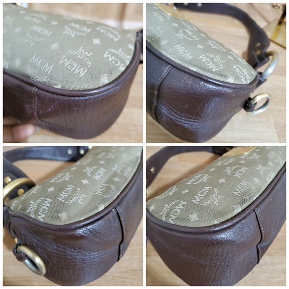 MCM Visetos Jacquard Baguette Green Shoulder Bag - Picture 7 of 8